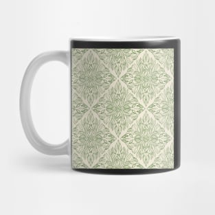 Classic foliage damask in sage leaf green and cream Mug